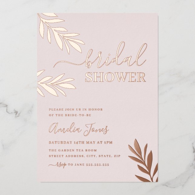 Rose Gold Boho Leaf Bridal Shower (Front)