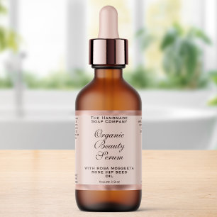 Rose Gold Border Cosmetics Dropper Bottle Label