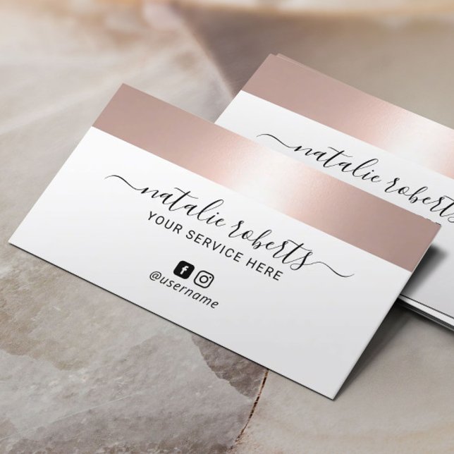 Rose Gold Border Modern Typography Minimalist Business Card (Creator Uploaded)