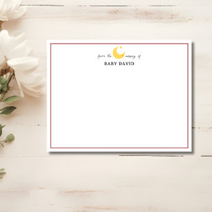 Rose Gold Border Moon Star Nursery Note Card