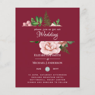 Rose Gold Botanical Floral Budget Wedding Invites