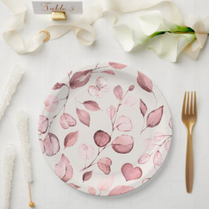 Rose Gold Botanical   Ivory Quinceañera  Paper Plate