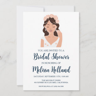 rose gold botanical modern bridal shower invitation