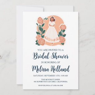 rose gold botanical modern bridal shower invitation