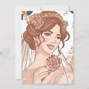 rose gold botanical modern bridal shower invitation