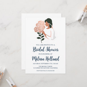 rose gold botanical modern bridal shower invitation