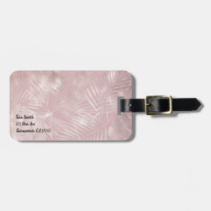 Rose Gold Botanical Tropical Palm Tree Leaves Luggage Tag