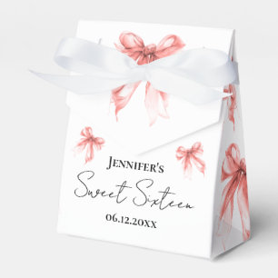 Rose Gold Bow Coquette Script Sweet 16 Thank You  Favour Box