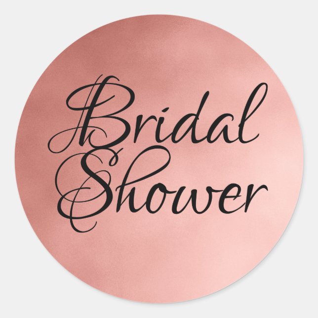 Rose Gold Bridal Shower Envelope Seal Black Text (Front)