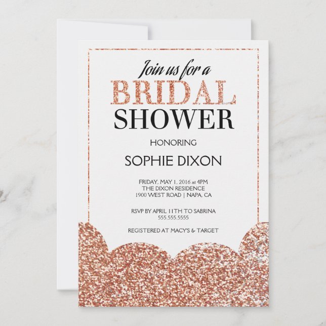 Rose Gold Bridal Shower Invitation (Front)
