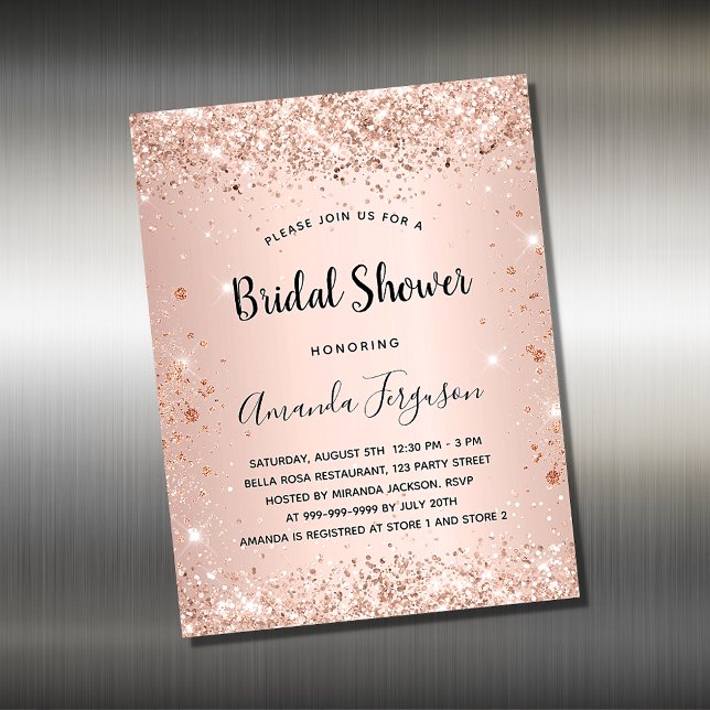 Rose gold bridal shower invitation magnet (Creator Uploaded)