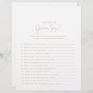 Rose Gold Bridal Shower What did the Groom Say