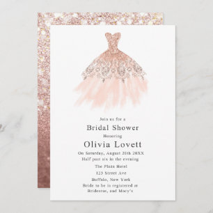 Rose Gold Bridesmaid Dress Bridal Shower Invitation