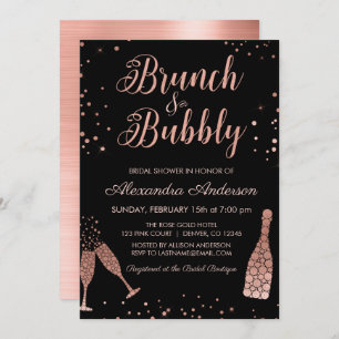 Rose Gold Brunch & Bubbly Bridal Shower Invitation