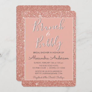 Rose Gold Brunch & Bubbly Bridal Shower Invitation