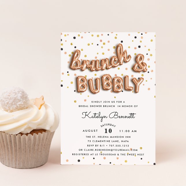 Rose Gold Brunch & Bubbly Bridal Shower Invitation (Creator Uploaded)