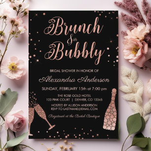 Rose Gold Brunch & Bubbly Bridal Shower Invitation