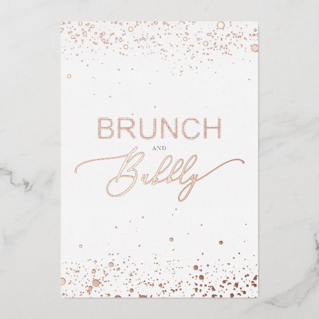 Rose Gold Brunch & Bubbly Quote Bridal Shower (Front)