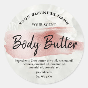 Rose Gold Brush Accent Marble Body Butter Labels