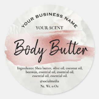 Rose Gold Brush Accent Marble Body Butter Labels