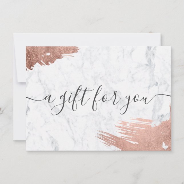 Rose gold brush marble elegant gift certificate (Front)
