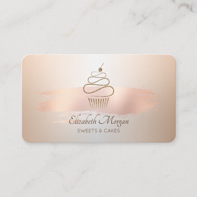 Rose Gold Brush Stroke  Business Card (Front)