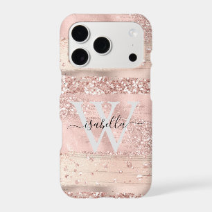 Rose Gold Brush Strokes Glitter Script Monogram Ca