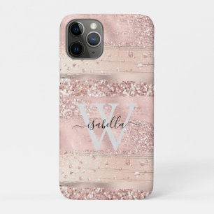 Rose Gold Brush Strokes Glitter Script Monogram Ca Case-Mate iPhone Case