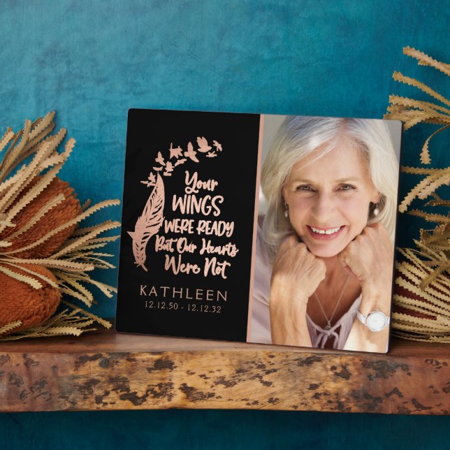 Rose Gold Brushed Metal Family Memorial Photo  Plaque (Side)