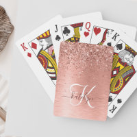 Rose Gold Brushed Metal Glitter Monogram Name