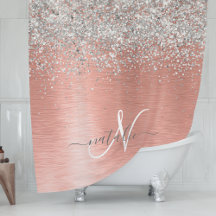 Rose Gold Brushed Metal Glitter Monogram Name
