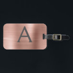 Rose Gold Brushed Metal Monogram Name and Initial Luggage Tag<br><div class="desc">Rose Gold } Blush Pink Brushed Metal Foil Monogram Name and Initial Luggage Tag. This bag tag is perfect for Back to School,  Work,  or Travelling.</div>