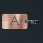 Rose Gold Brushed Metal Monogram Name and Initial Luggage Tag<br><div class="desc">Rose Gold } Blush Pink Brushed Metal Foil Monogram Name and Initial Luggage Tag. This bag tag is perfect for Back to School,  Work,  or Travelling.</div>