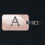 Rose Gold Brushed Metal Monogram Name and Initial Luggage Tag<br><div class="desc">Rose Gold - Blush Pink Brushed Metal Foil and Sparkle Glitter Monogram Name and Initial Luggage Tag for a Bridal Shower,  Wedding Honeymoon or Bachelorette Party. This bag tag is perfect for Back to School,  Work,  or Travelling.</div>