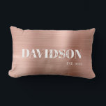 Rose Gold Brushed Metal Personalise Wedding Lumbar Cushion<br><div class="desc">Rose Gold Brushed Metal Personalise Wedding/Anniversary Lumbar Pillow.</div>