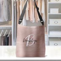 Rose Gold Brushed Metal Script Monogram 