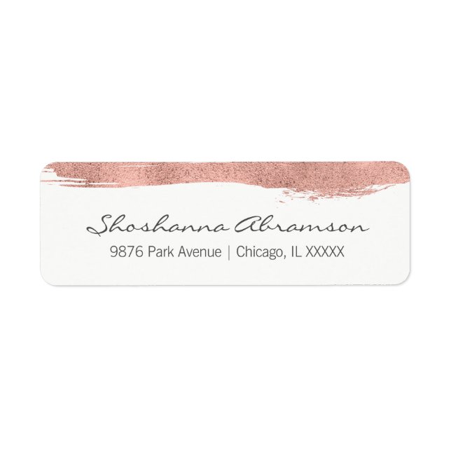 Rose Gold Brushstroke Bat Mitzvah Address Label (Front)