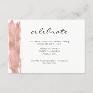 Rose Gold Brushstroke Bat Mitzvah Reception Card