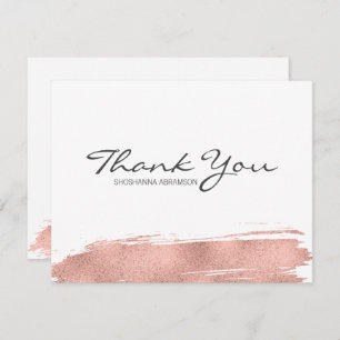 Rose Gold Brushstroke Bat Mitzvah Thank You Card