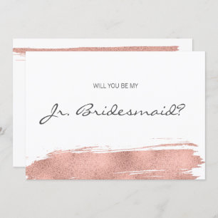 Rose Gold Brushstroke Be My Junior Bridesmaid Card