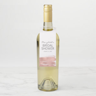 Rose Gold Brushstroke Bridal Shower Bottle Tags