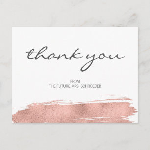 Rose Gold Brushstroke Bridal Shower Thank Postcard