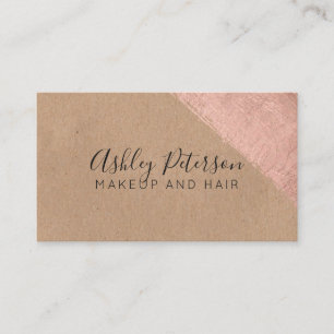 Rose gold brushstroke kraft hair makeup typography business card