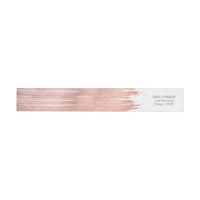 Rose Gold Brushstroke Wraparound Address Label (Individual)