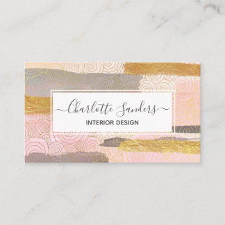 Rose gold brushstrokes business card