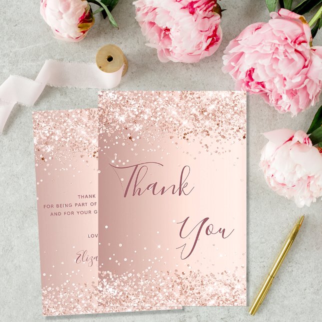 Rose gold budget birthday thank you card (Creator Uploaded)