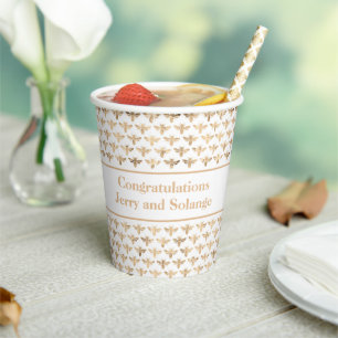 Rose gold bumble bees congratulations party modern paper cups