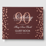 Rose Gold Burgundy 90th Birthday Glitter Confetti Guest Book<br><div class="desc">Elegant 90th Birthday Party Rose Gold Glitter Confetti Burgundy template.</div>