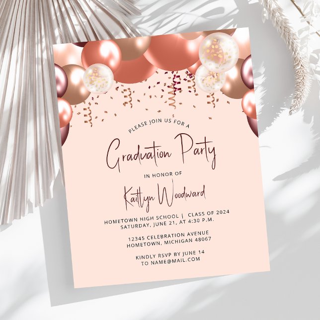 Rose Gold Burgundy Balloons Graduation Party (Creator Uploaded)