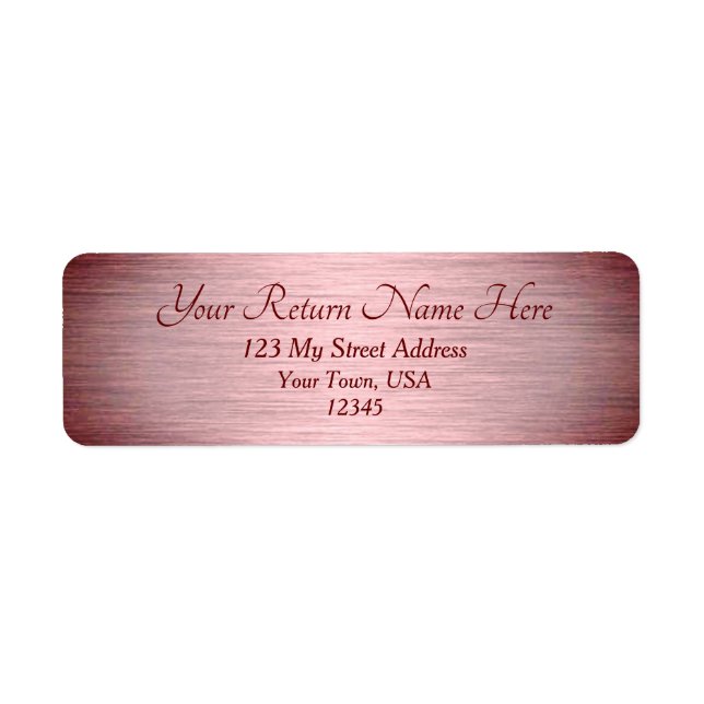 Rose Gold Burgundy Brushed Metal Return Address (Front)